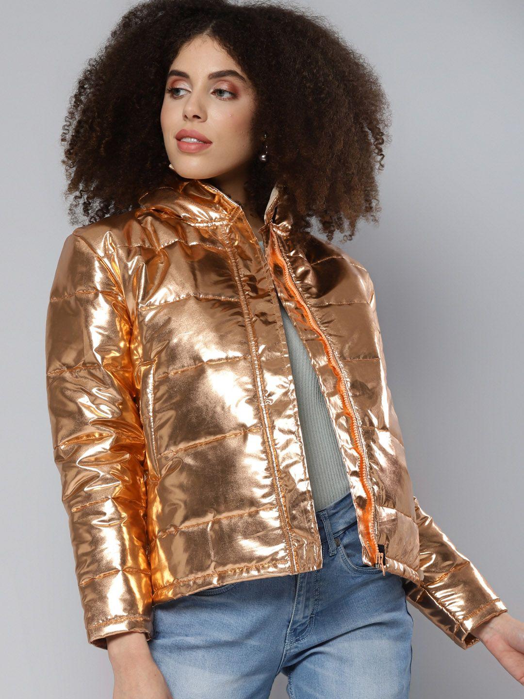 sassafras women copper-toned padded jacket