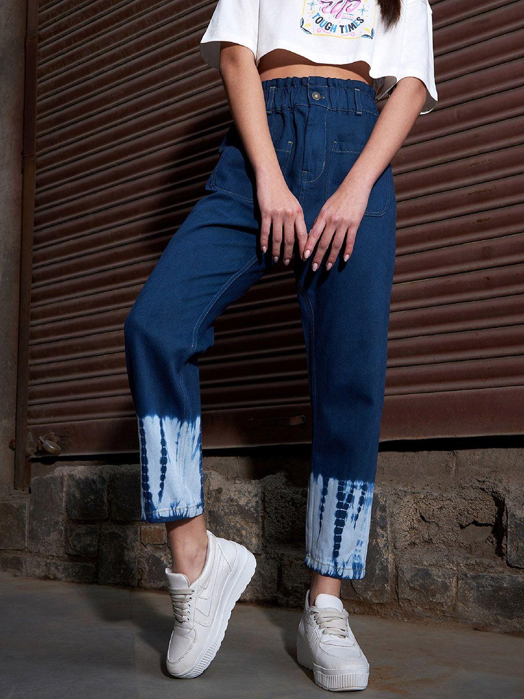 sassafras women high-rise clean look light fade cotton jeans