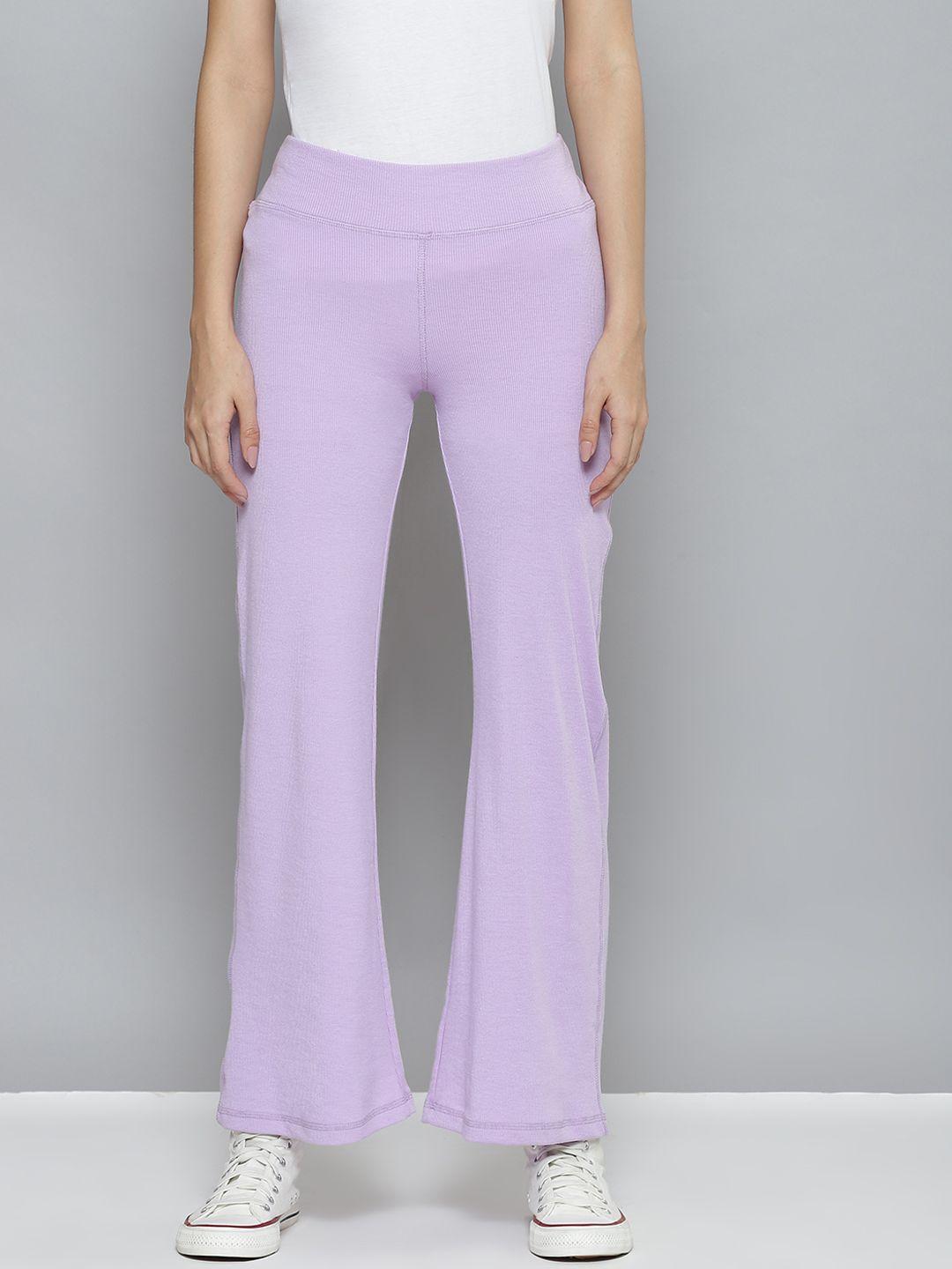 sassafras-women-lavender-ribbed-bootcut-track-pants