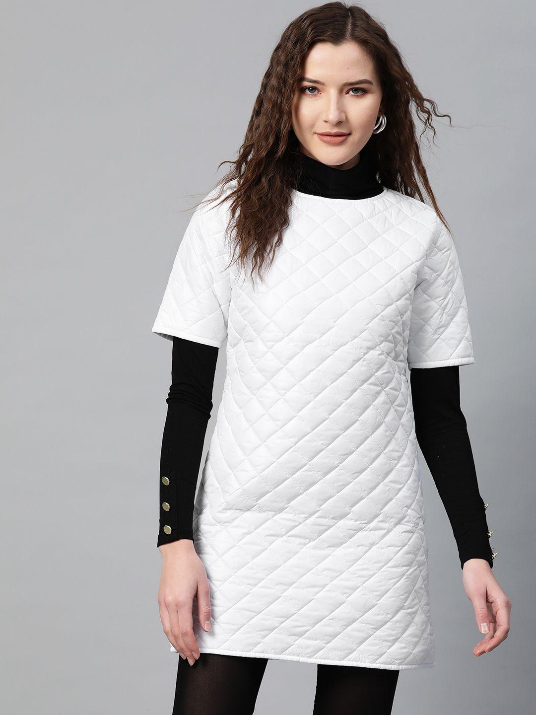 sassafras women white quilted shift dress