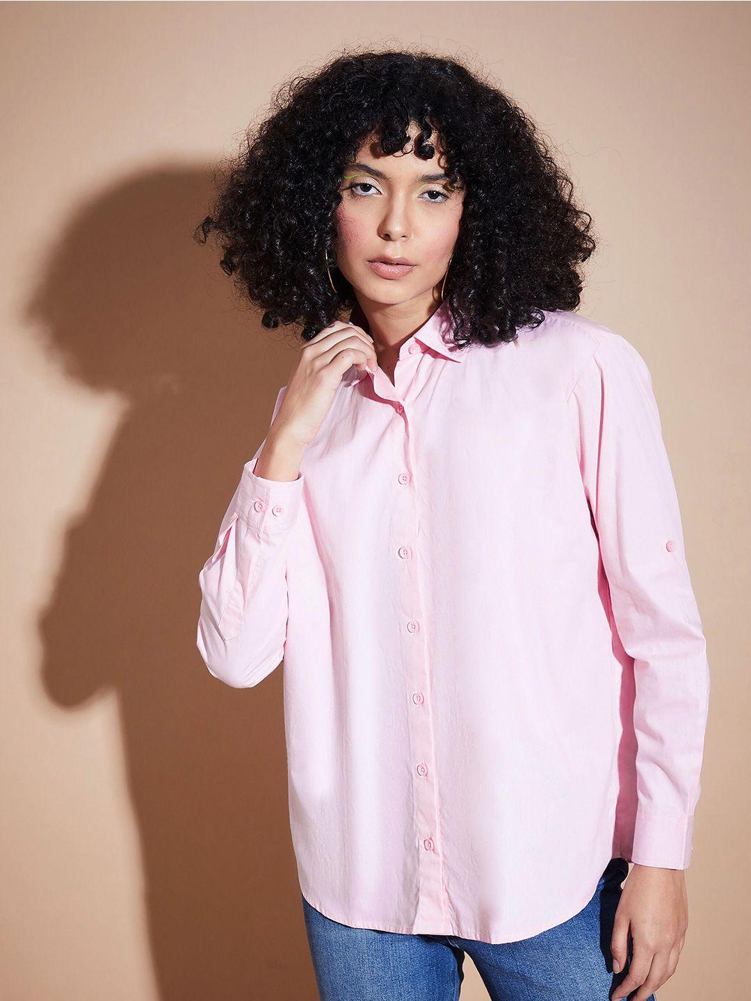 sassafras basics roll-up sleeves oversized pure cotton shirt