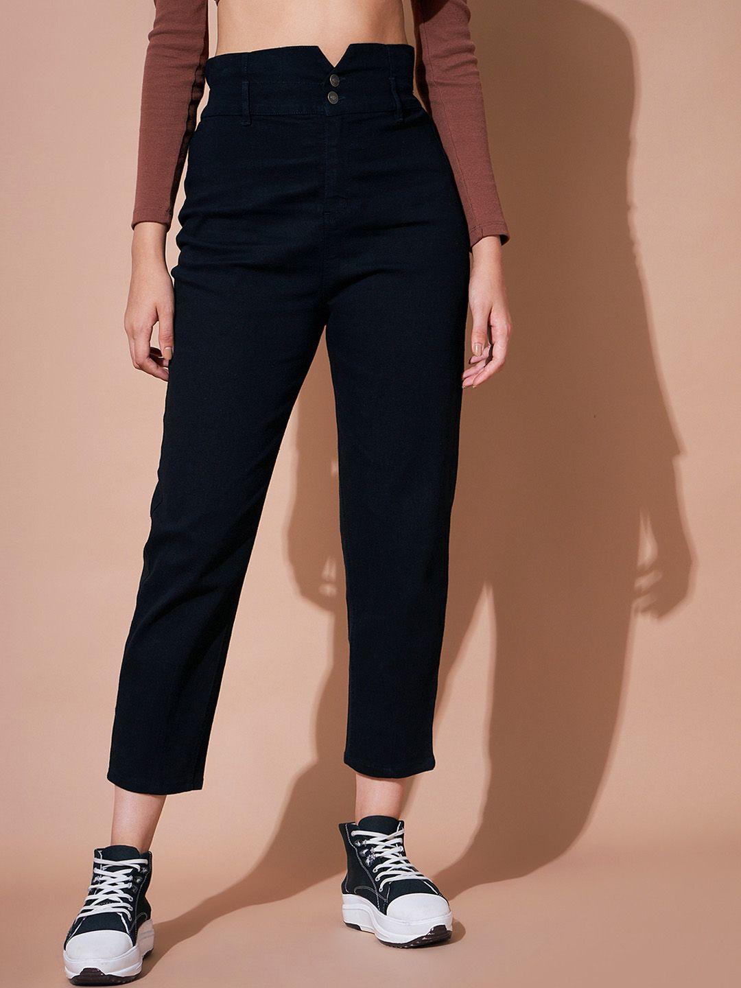 sassafras basics women black stretchable jeans