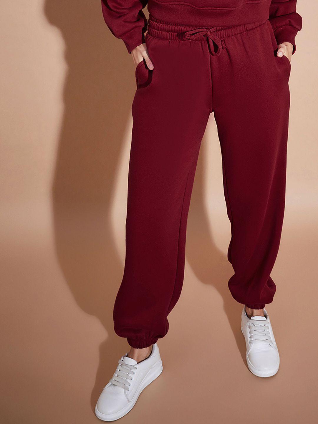 sassafras basics women relaxed fit mid-rise fleece joggers