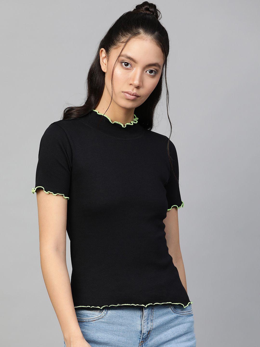 sassafras black high-neck top