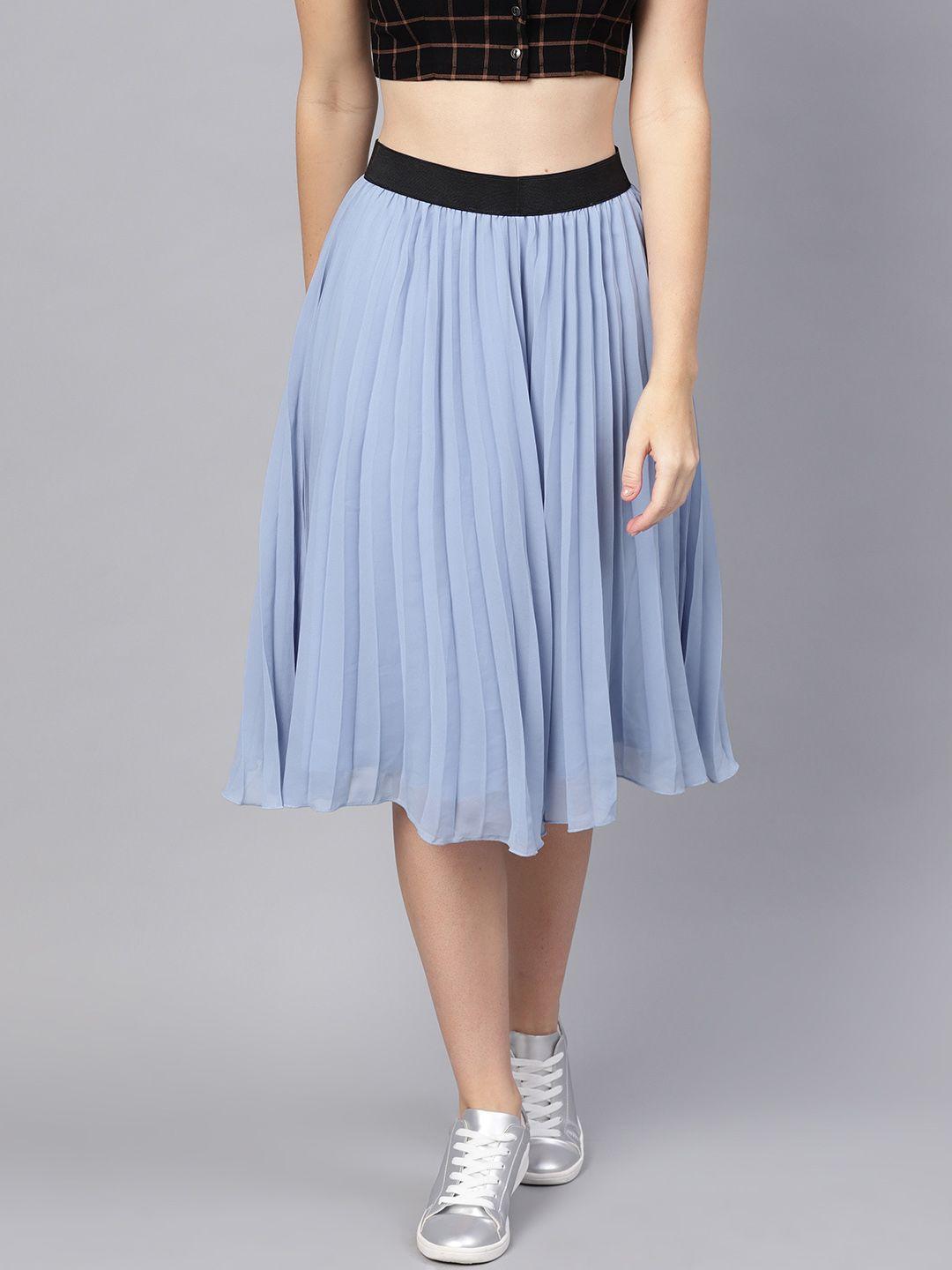 sassafras blue accordian pleat flared skirt