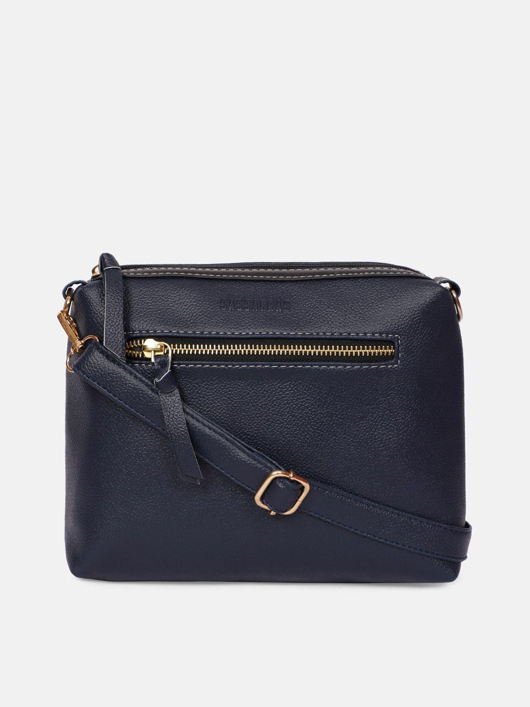 sassafras blue textured pu structured sling bag