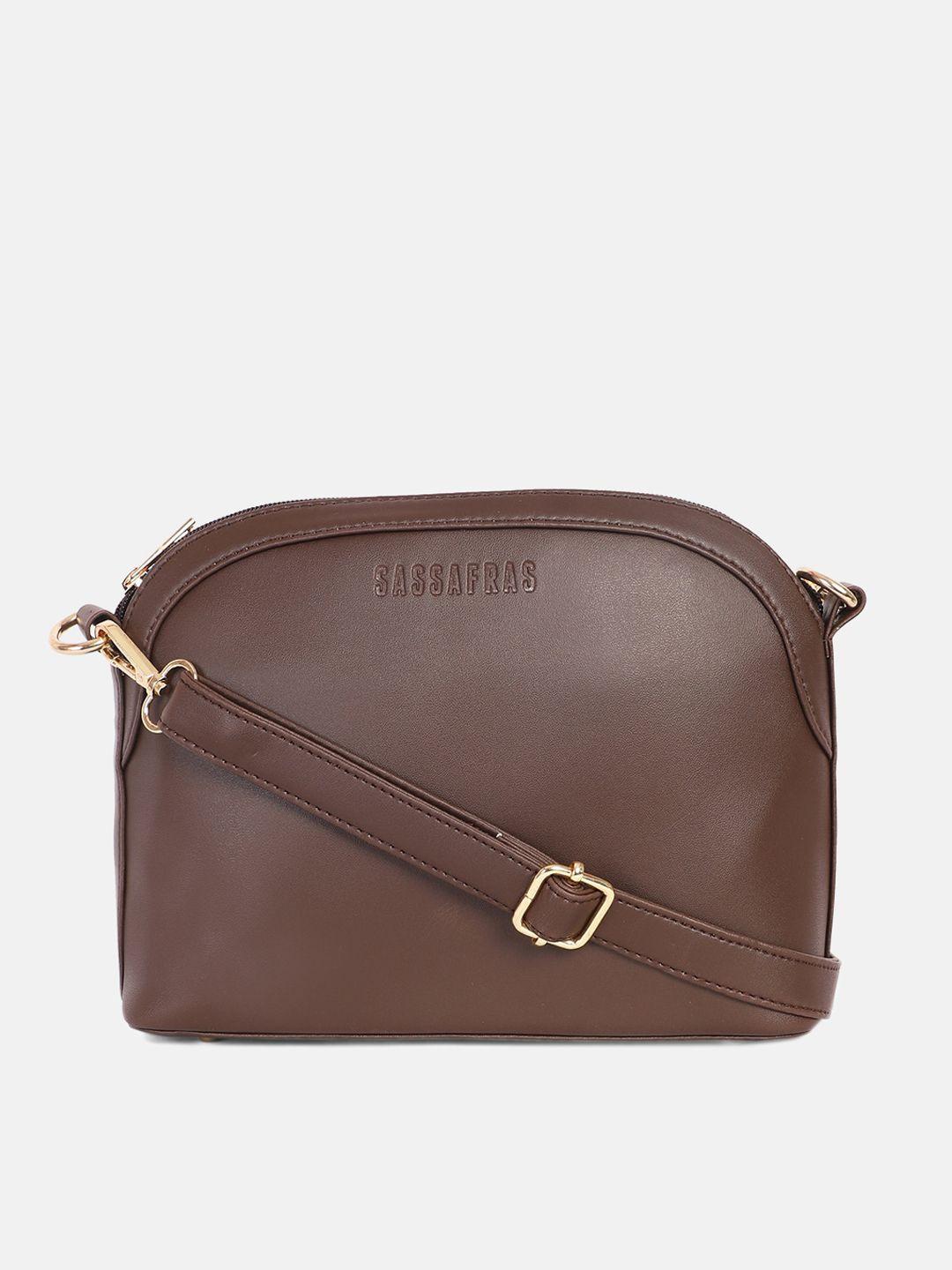 sassafras brown structured sling bag