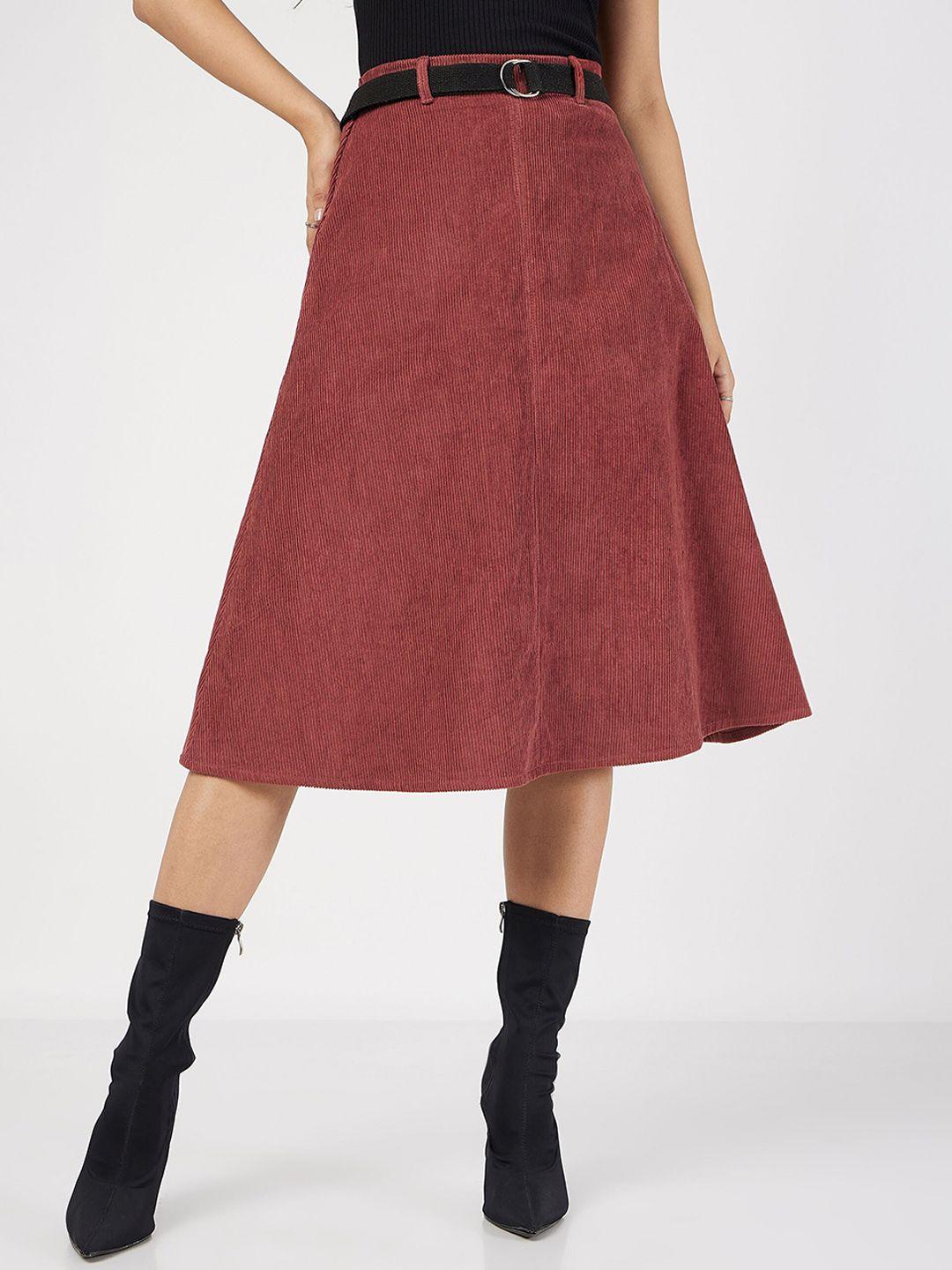 sassafras corduroy a-line pure cotton midi skirt