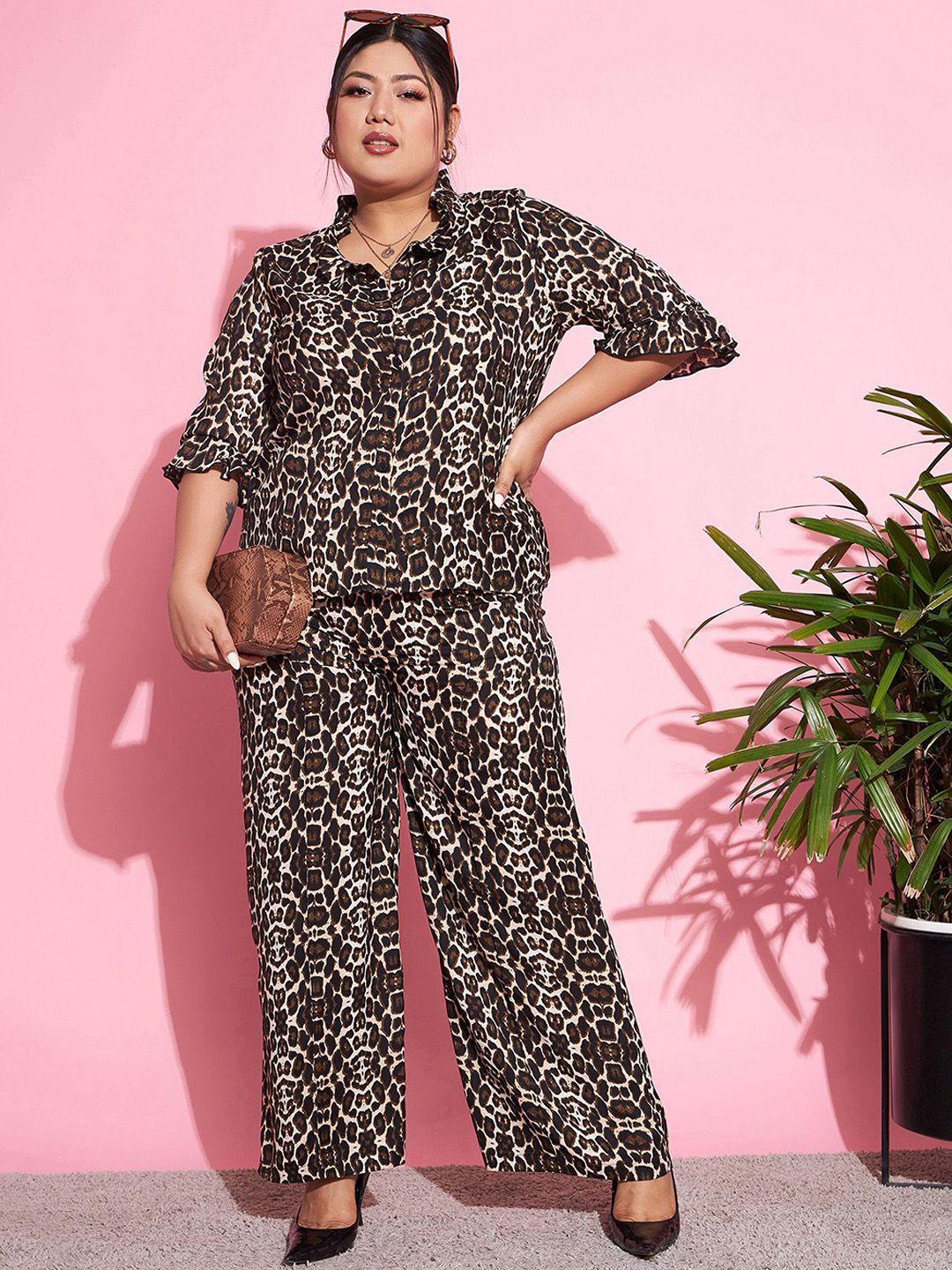 sassafras curve animal printed shirt with trousers