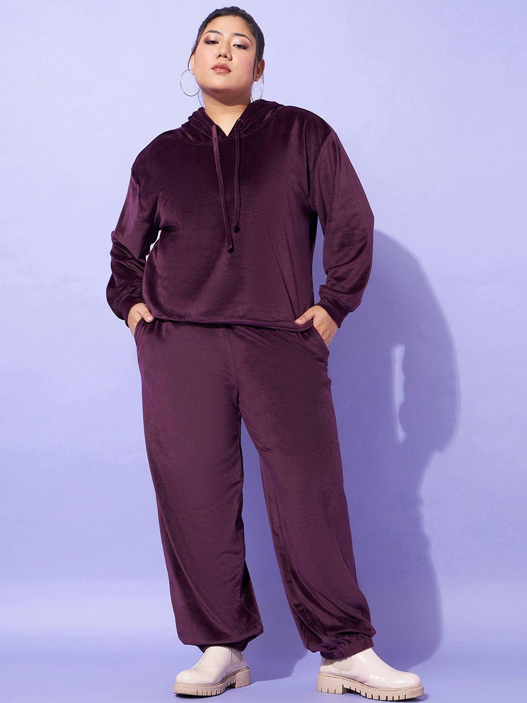 sassafras curve plus size hooded sweatshirt with joggers co-ords