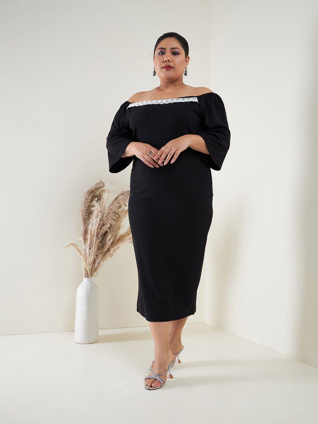 sassafras curve plus size off-shoulder bodycon midi dress