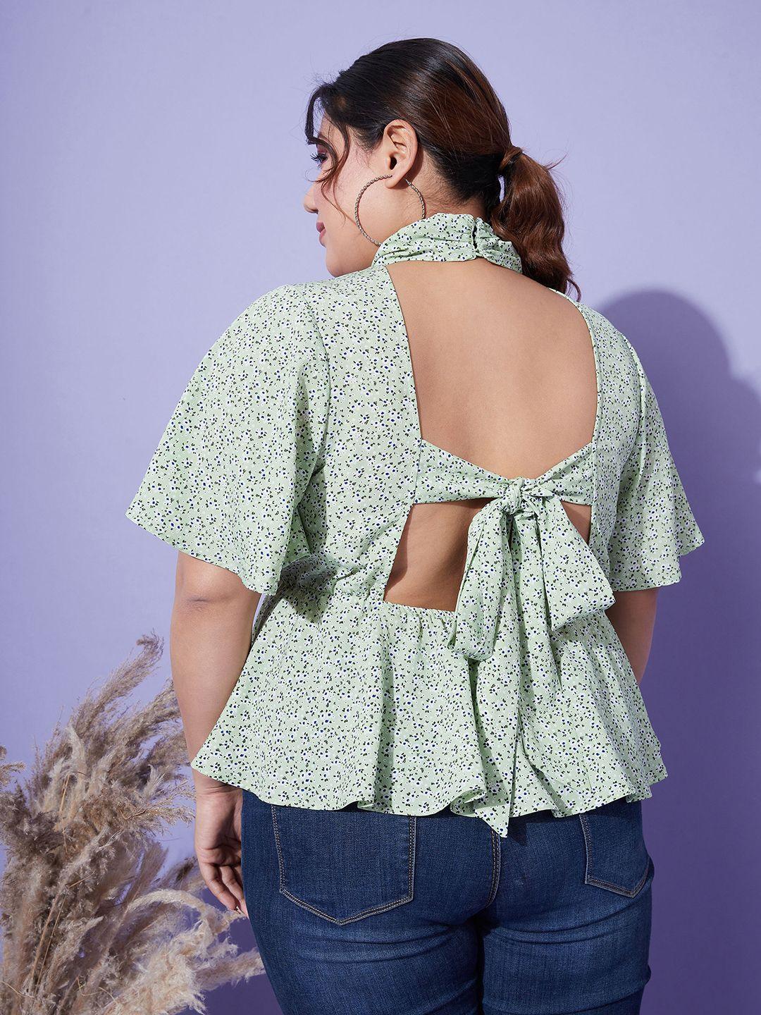 sassafras curve print georgette styled back top