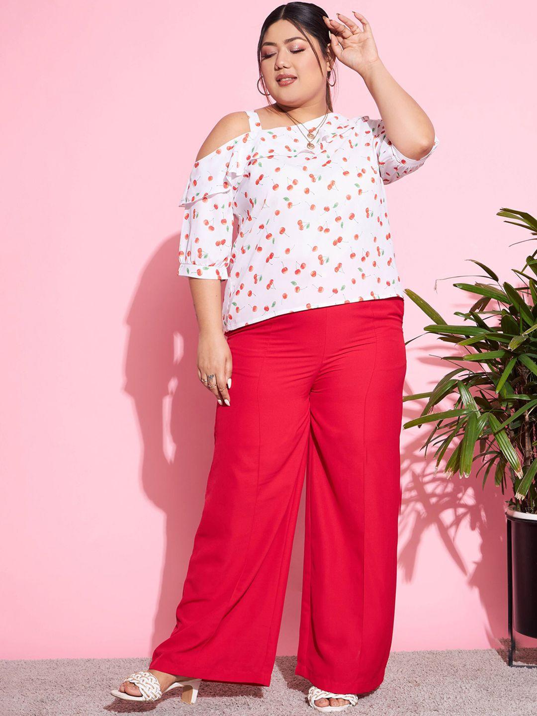sassafras curve printed off shoulder top with trousers co-ords