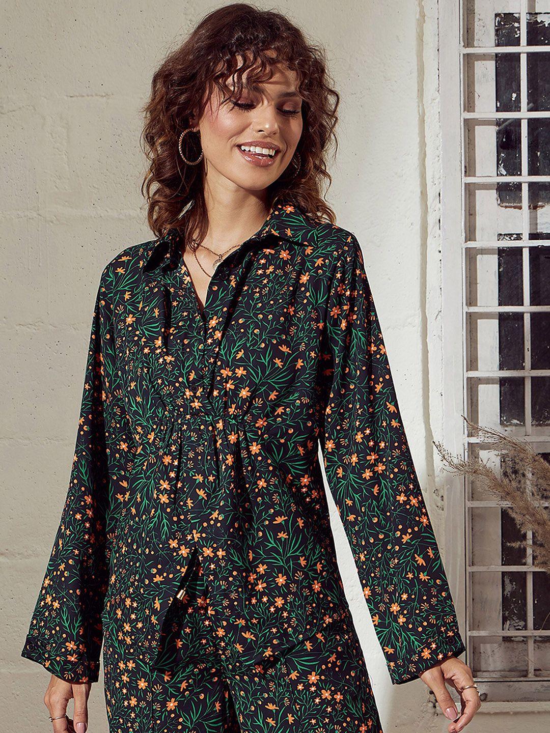 sassafras ditsy floral twisted top with trousers co-ords set