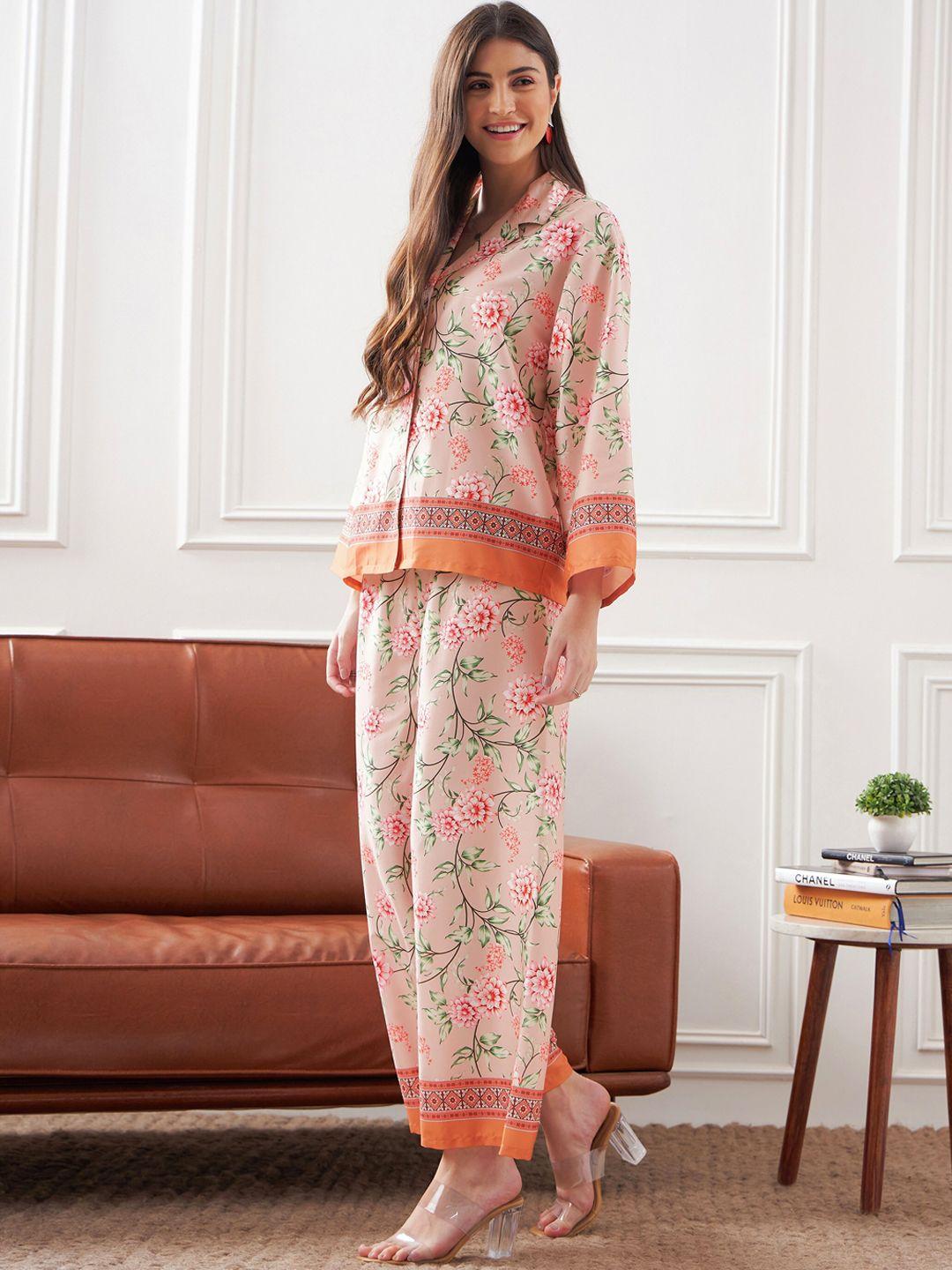 sassafras floral printed notch  collar shirt with trouser co-ords