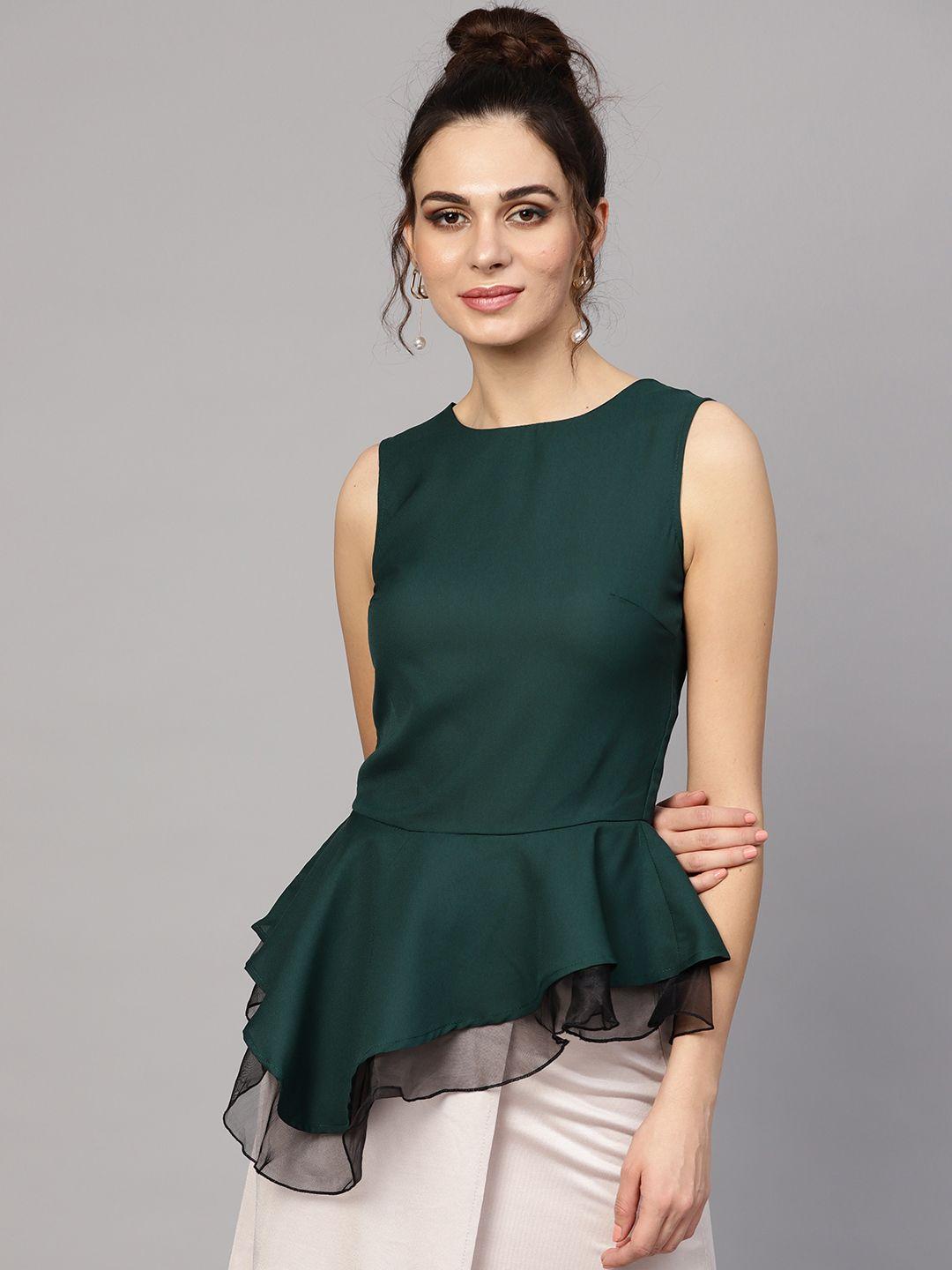 sassafras green peplum top