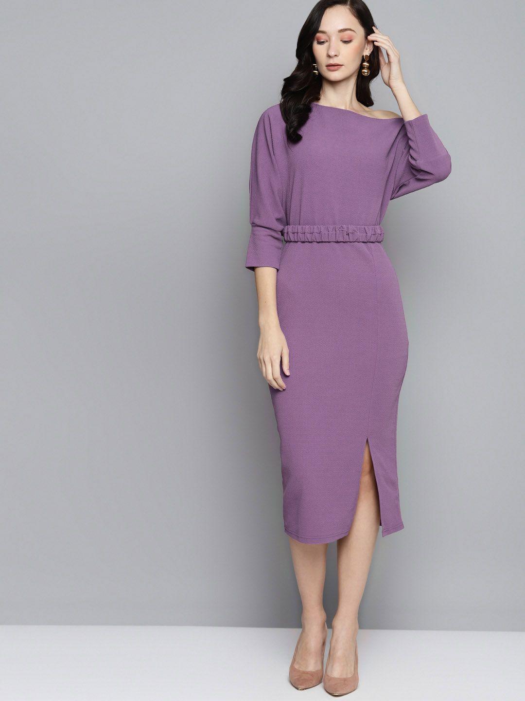 sassafras lavender belted drop shoulder midi dress