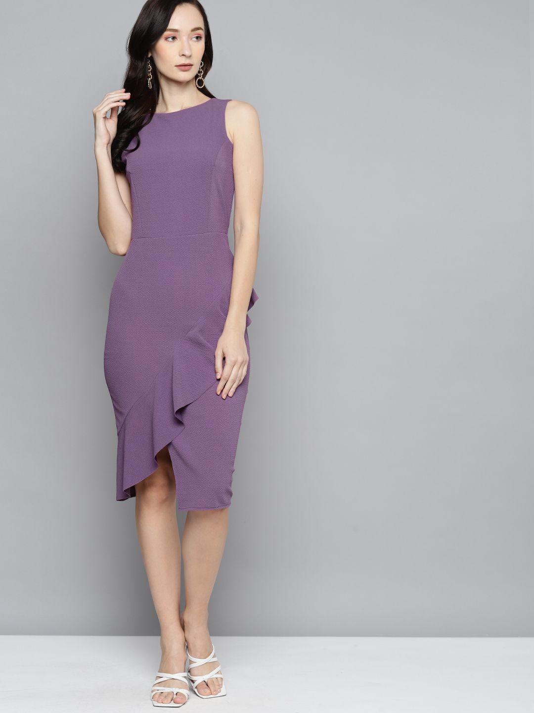 sassafras lavender one side frill bodycon