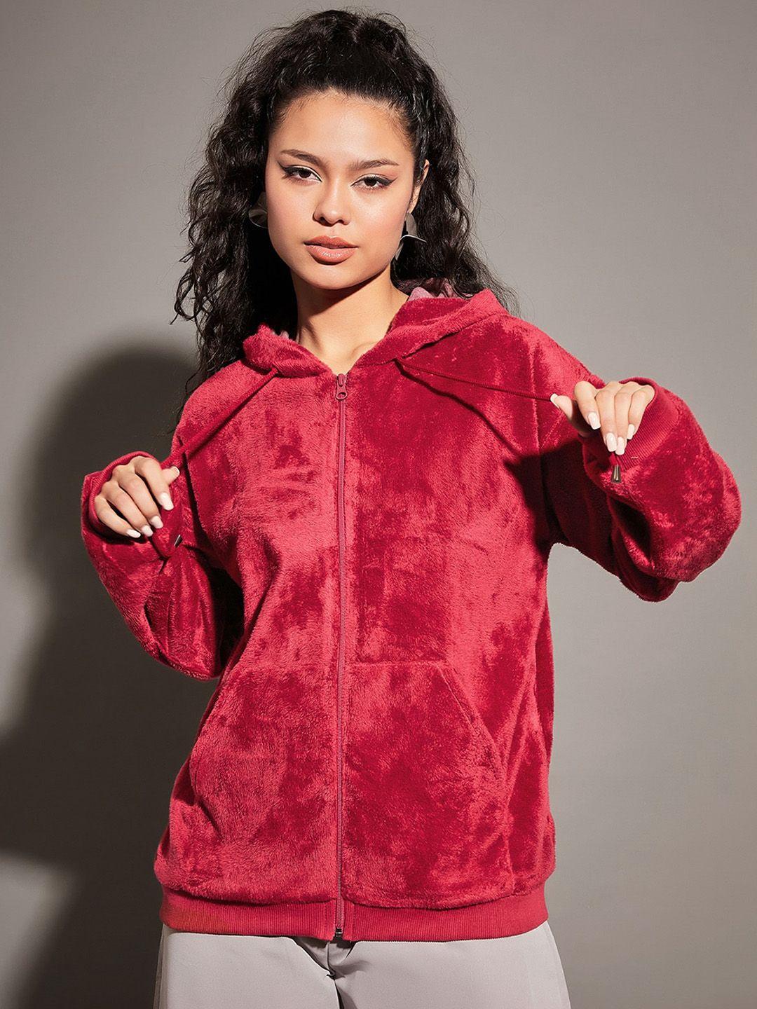 sassafras maroon hooded bomber jacket