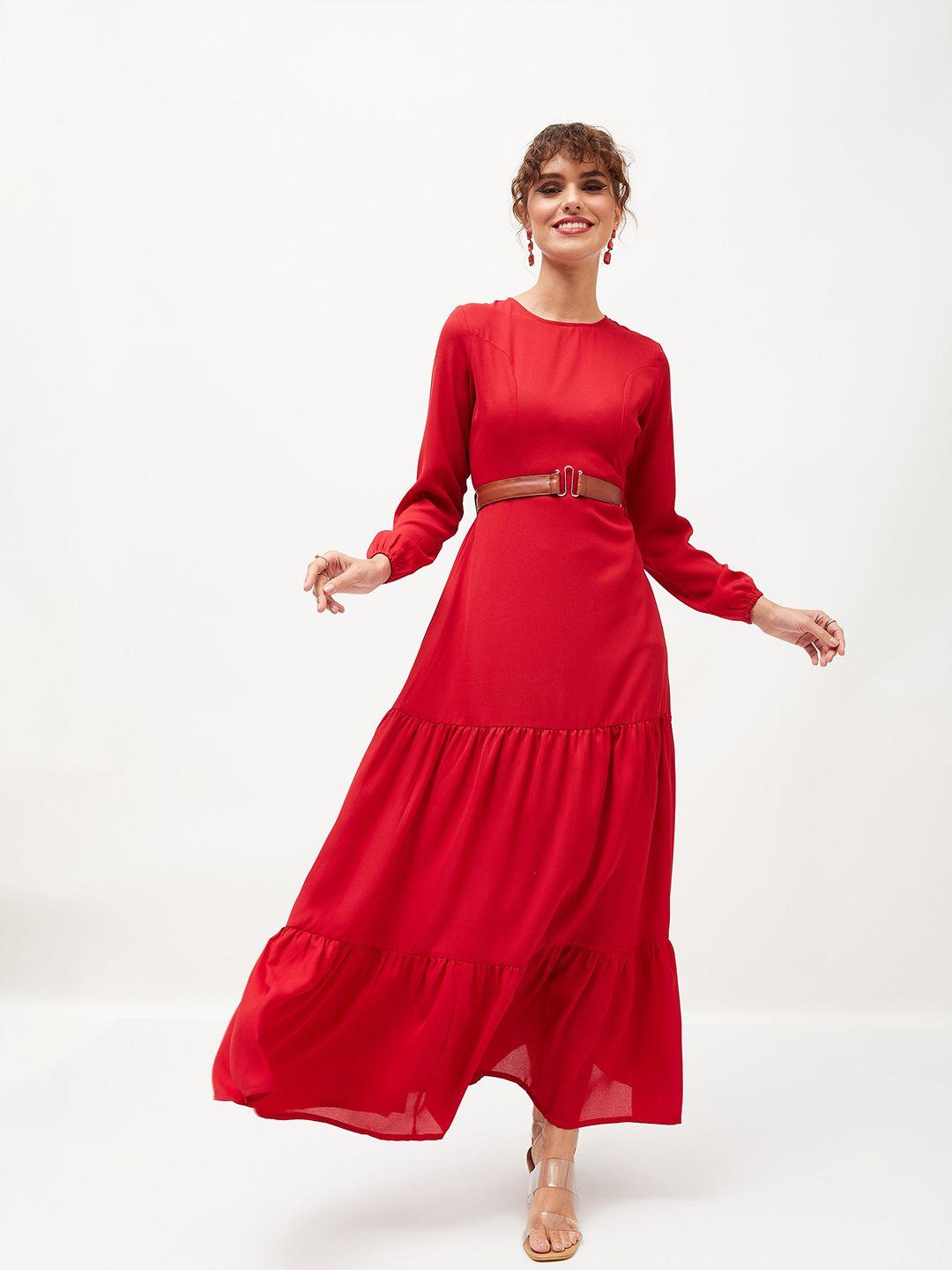 sassafras maroon puff sleeve maxi dress