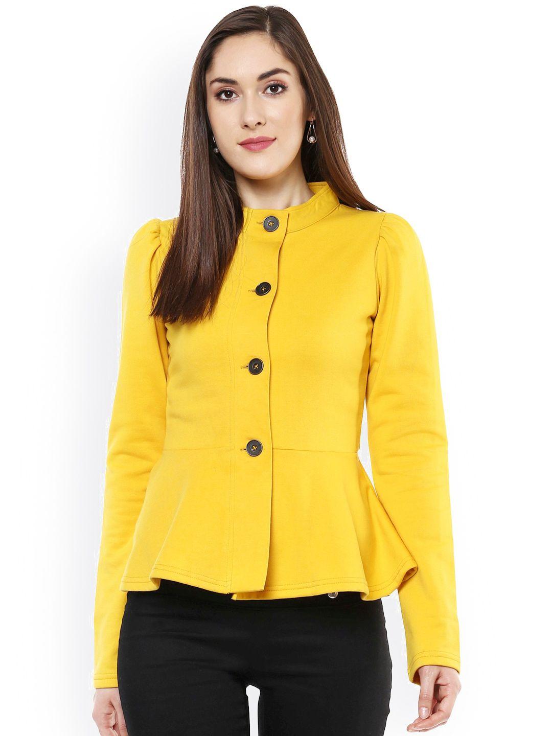 sassafras mustard yellow peplum jacket