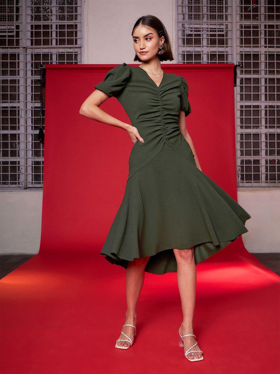 sassafras olive green dress