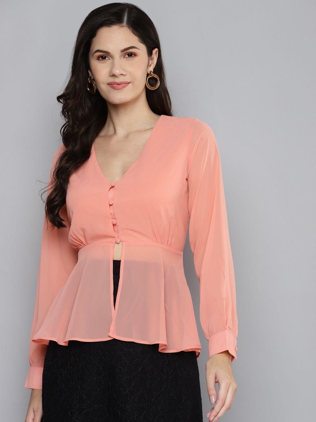 sassafras peach-coloured cinched waist top