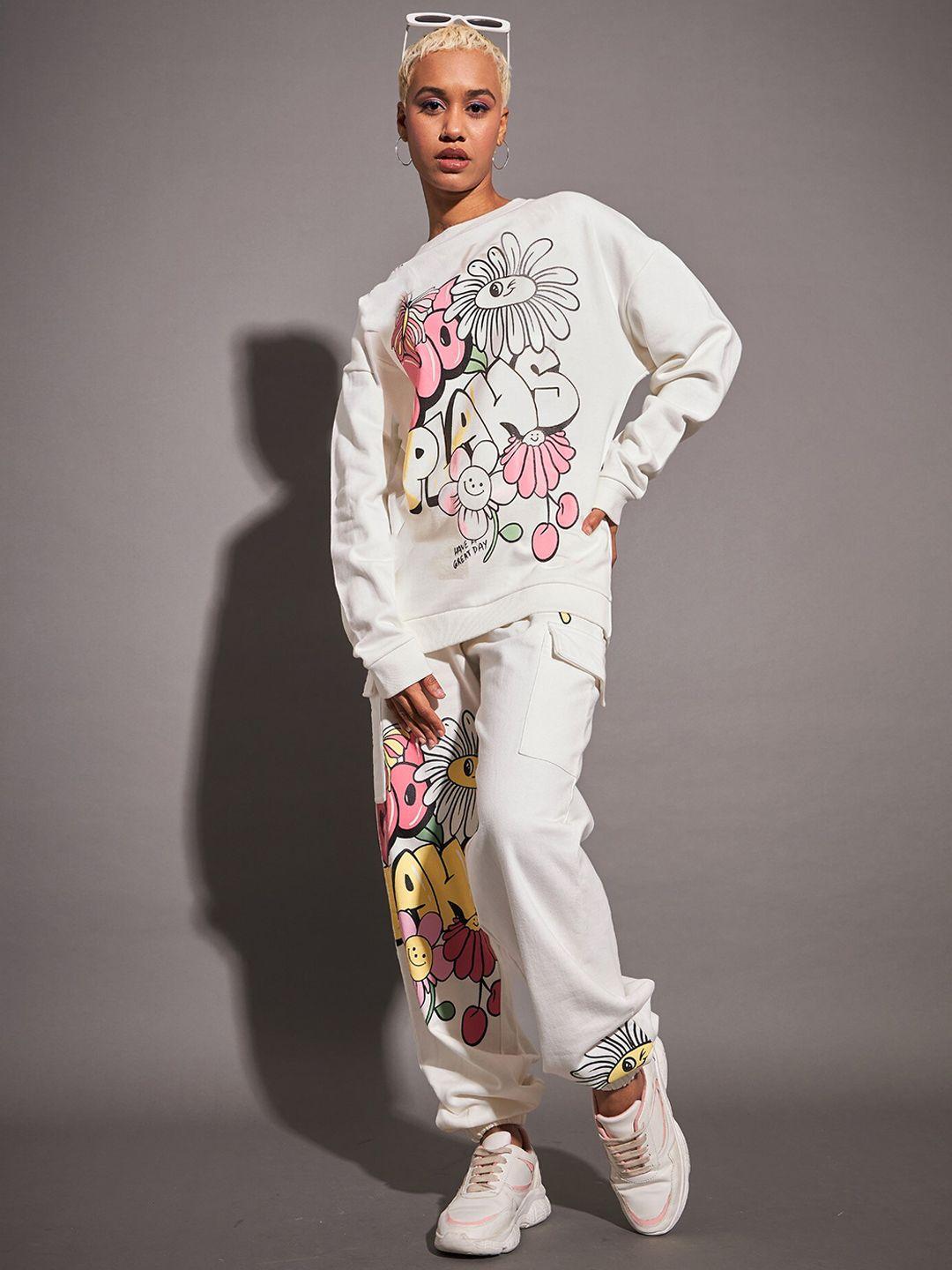 sassafras printed pure cotton sweatshirt & joggers co-ord set