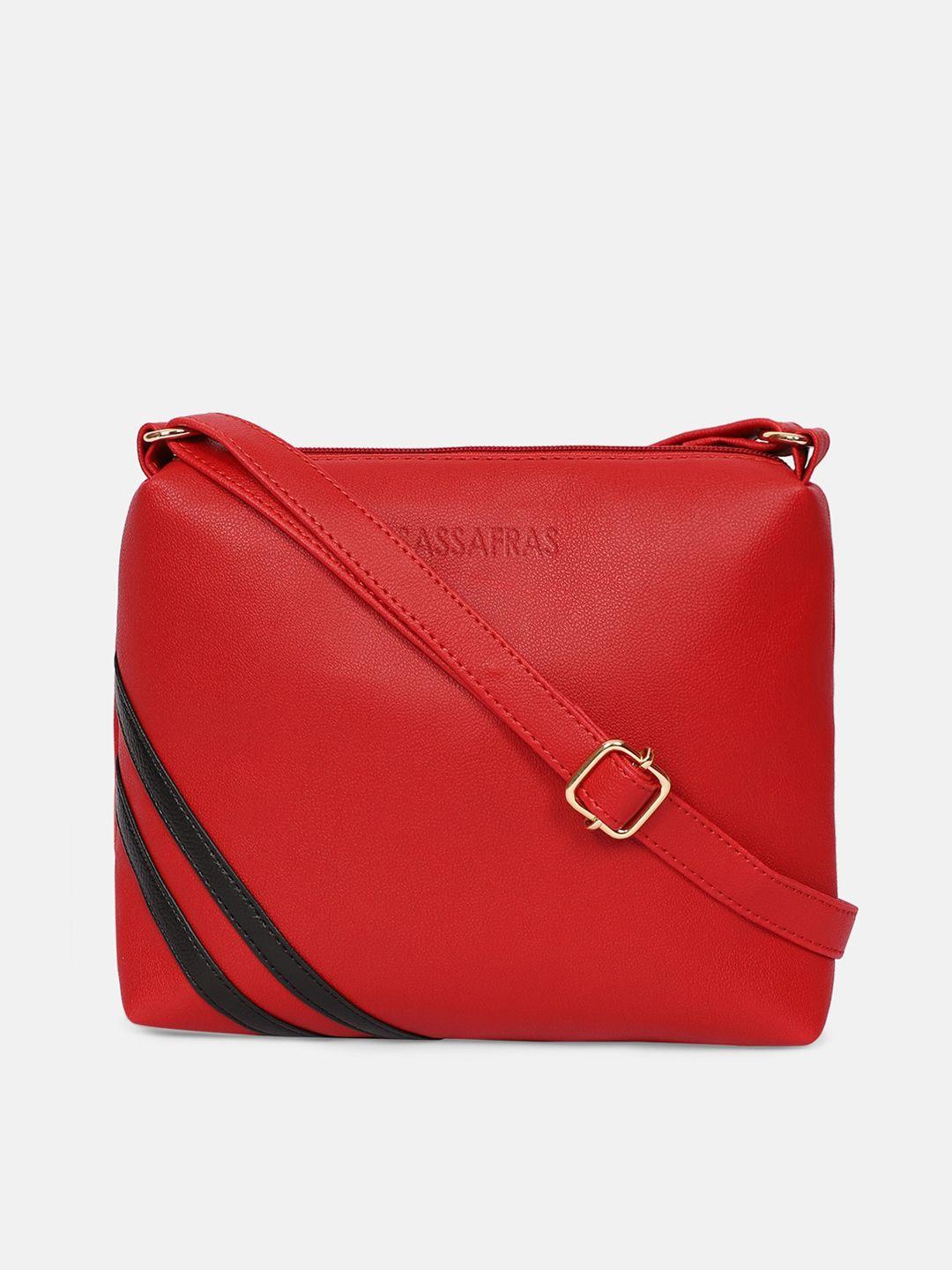 sassafras red pu structured sling bag
