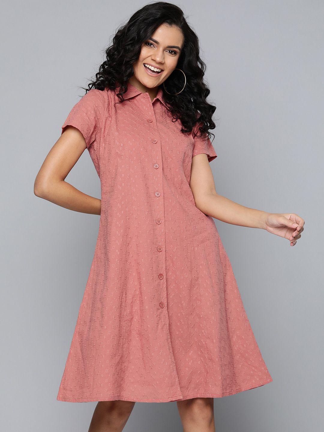 sassafras rose floral embroidered pure cotton a-line dress