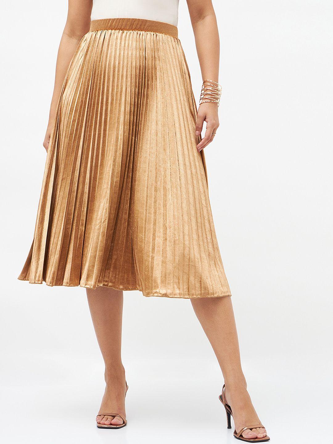 sassafras velvet gathered or pleated flared midi skirt