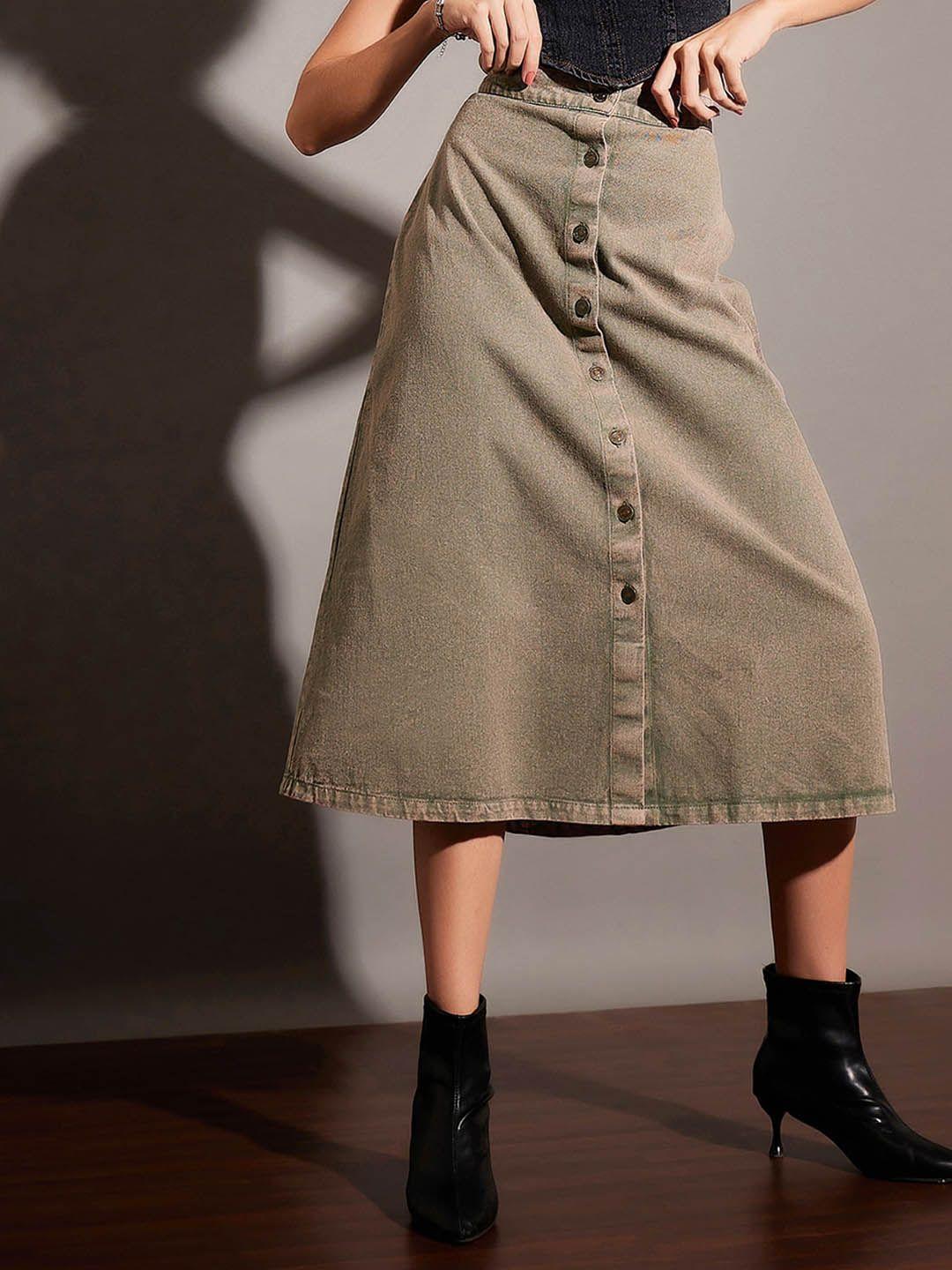 sassafras washed denim a-line skirt