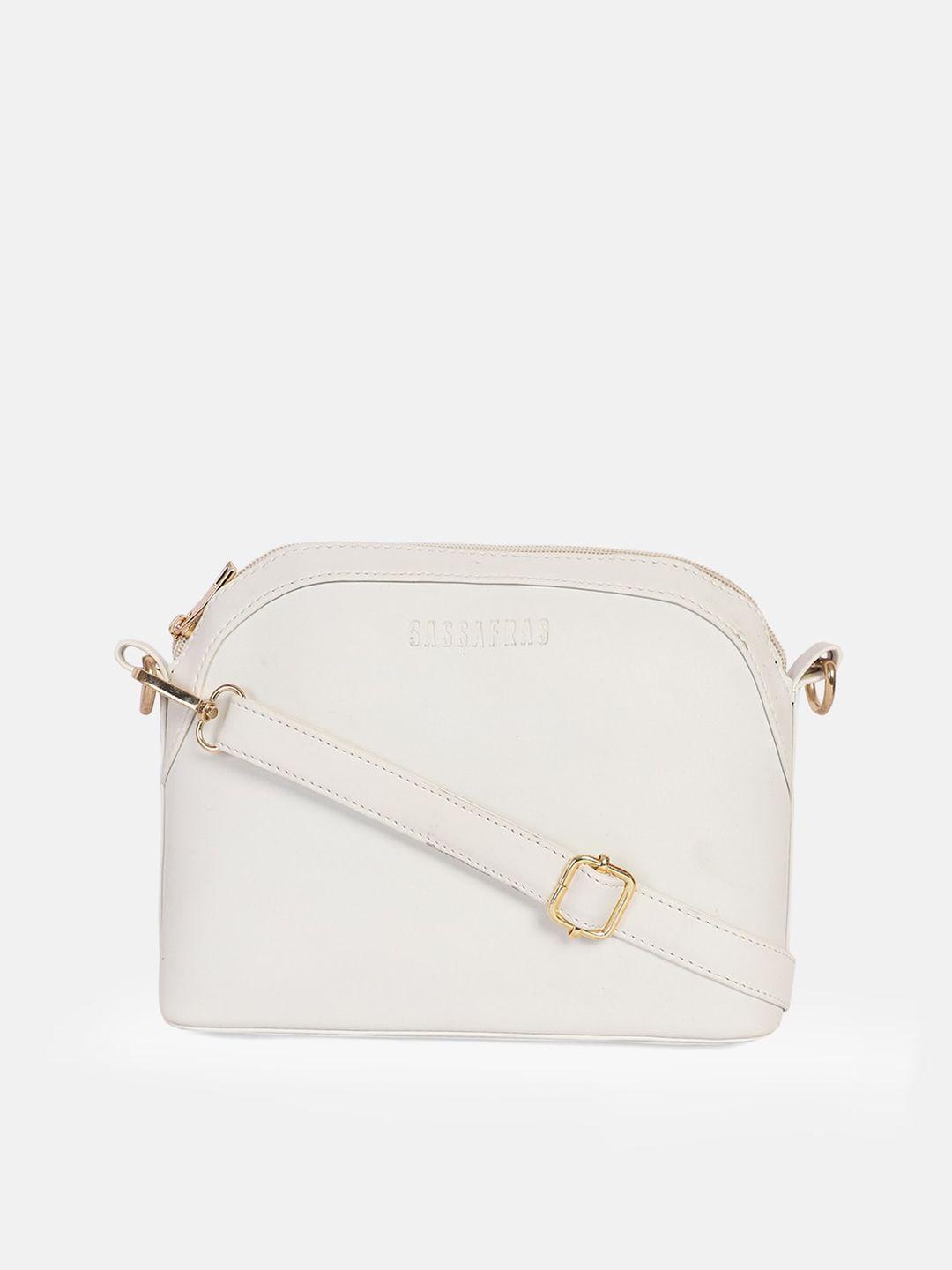 sassafras white pu structured sling bag