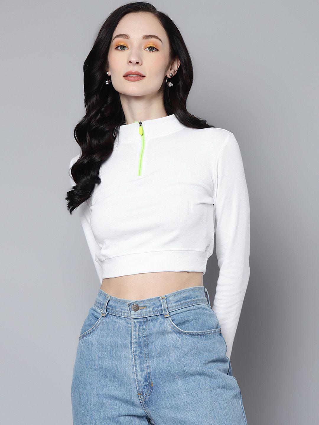 sassafras white solid crop top