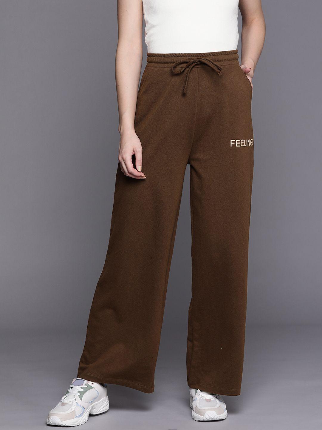 sassafras women brown track pants