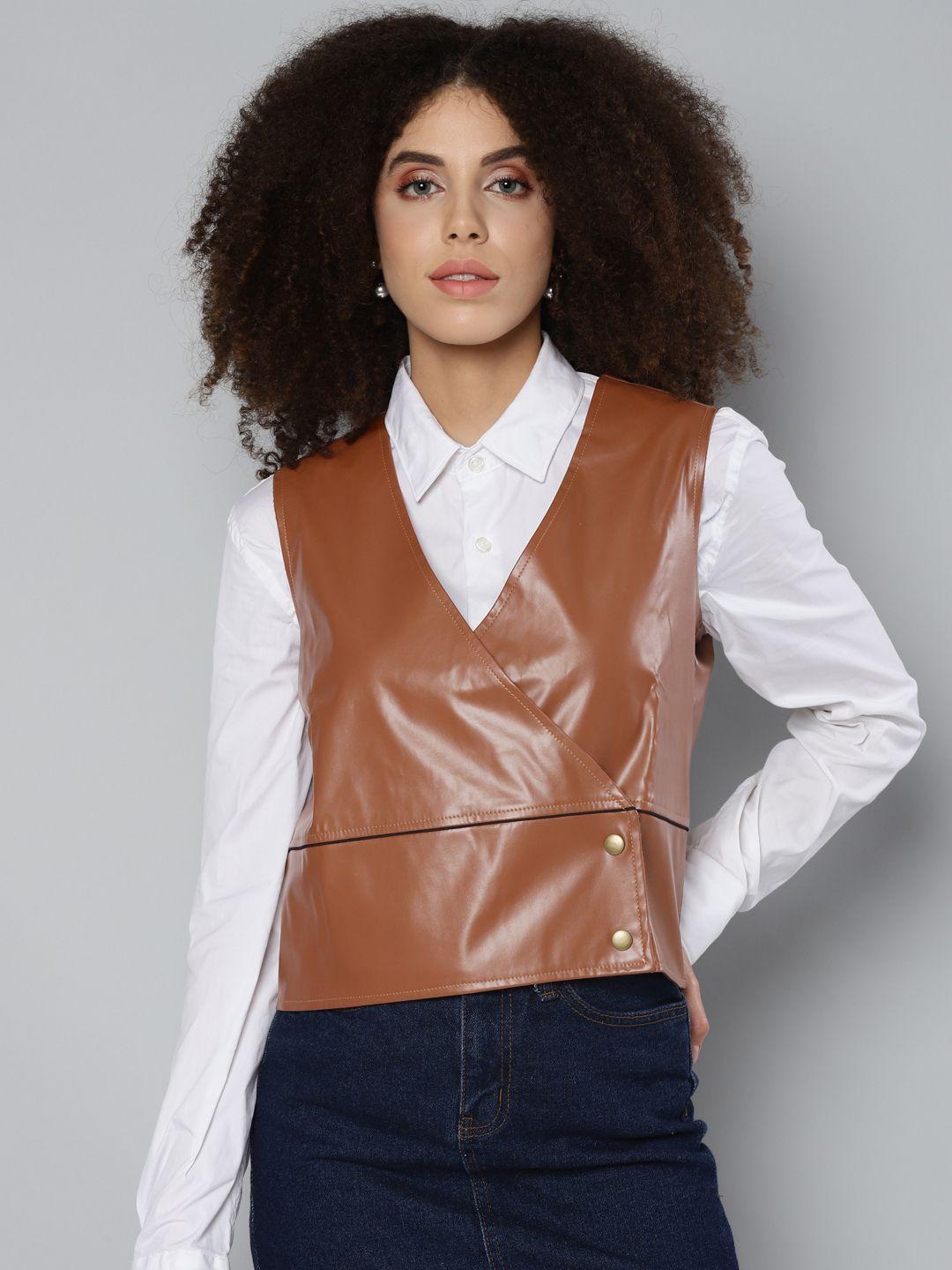 sassafras women brown waistcoat