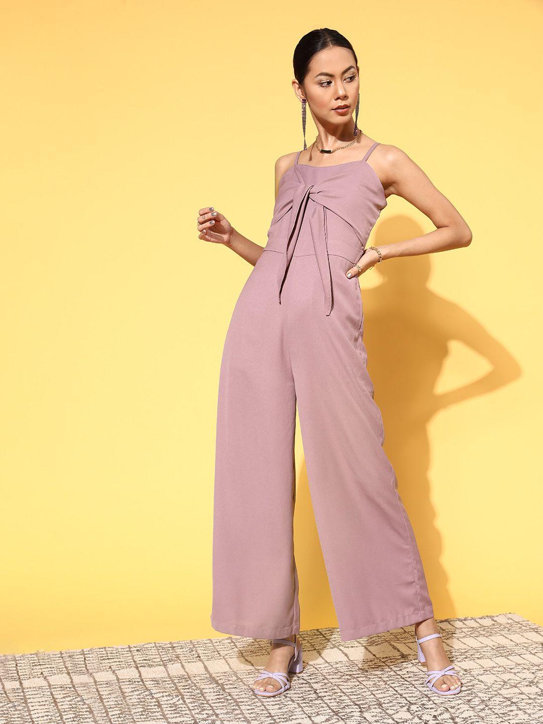 sassafras women elegant lavender solid joyful jumpsuit