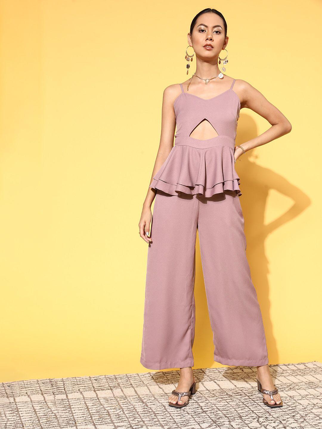sassafras women elegant lavender solid joyful jumpsuit