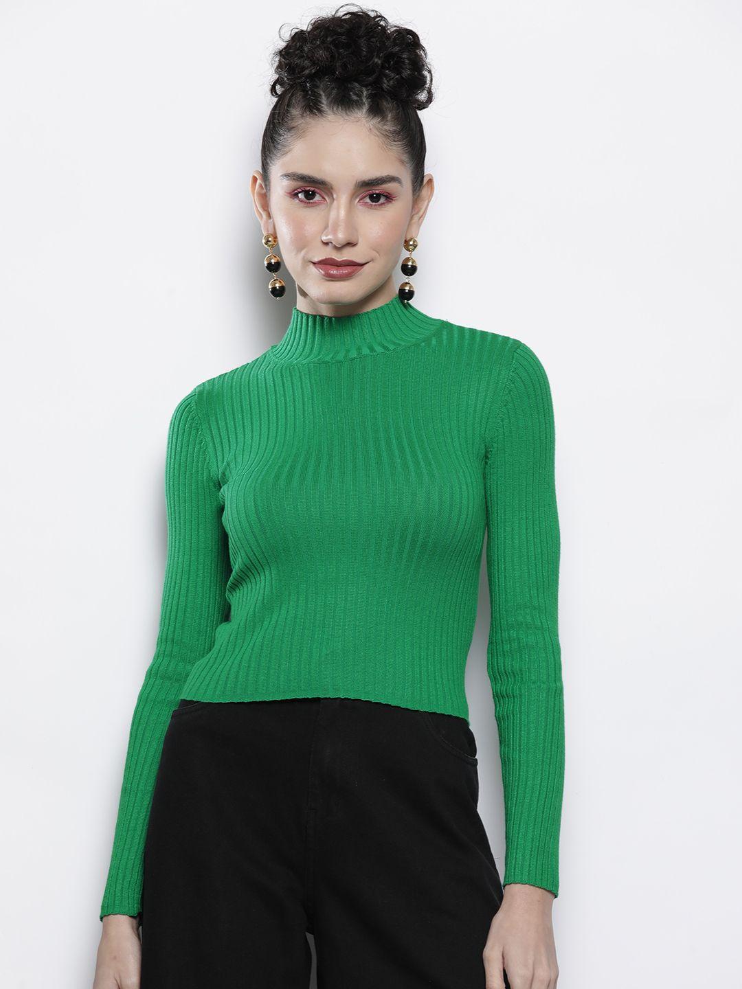 sassafras women green ribbed pullover