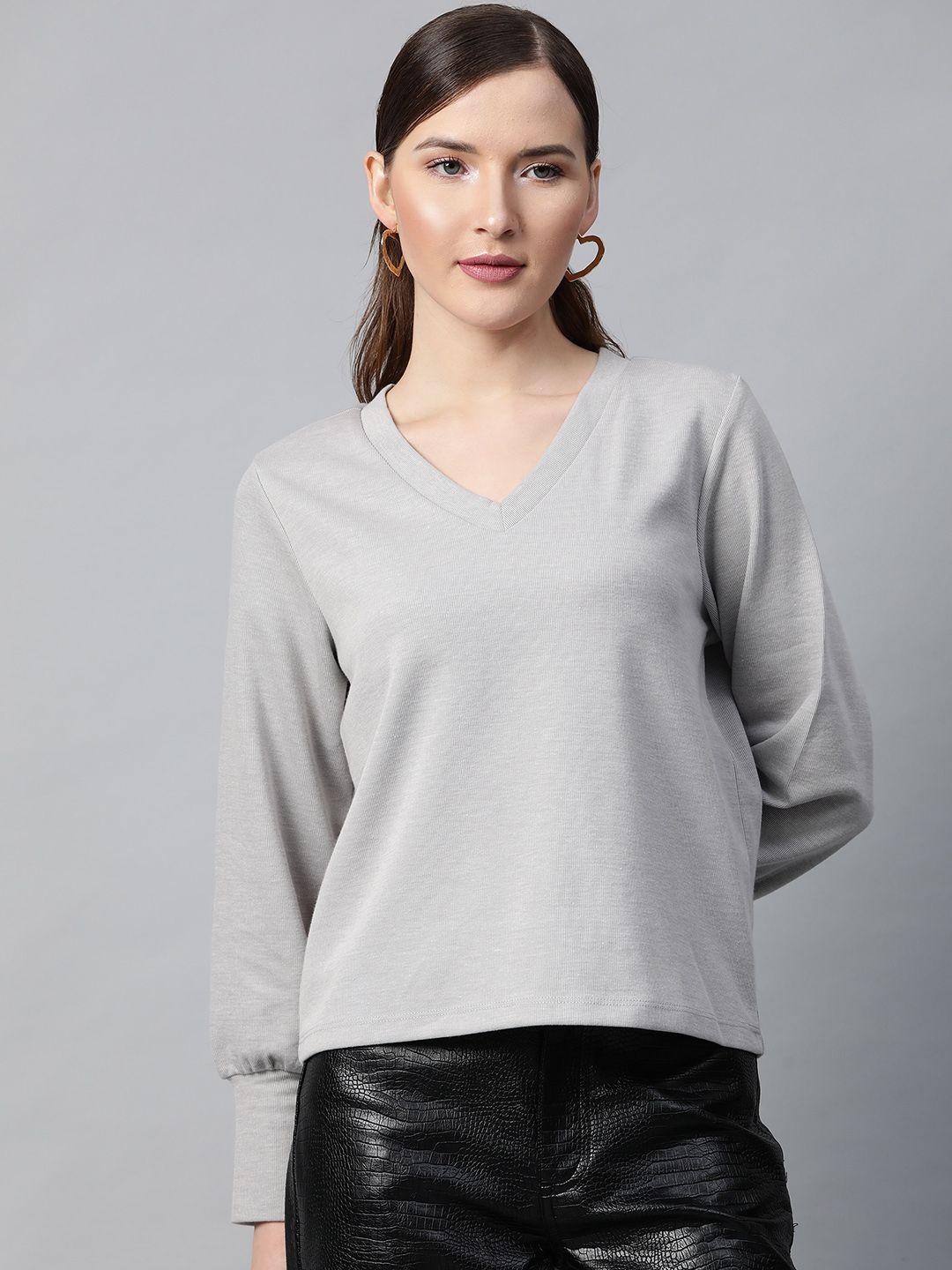 sassafras women grey ribbed top