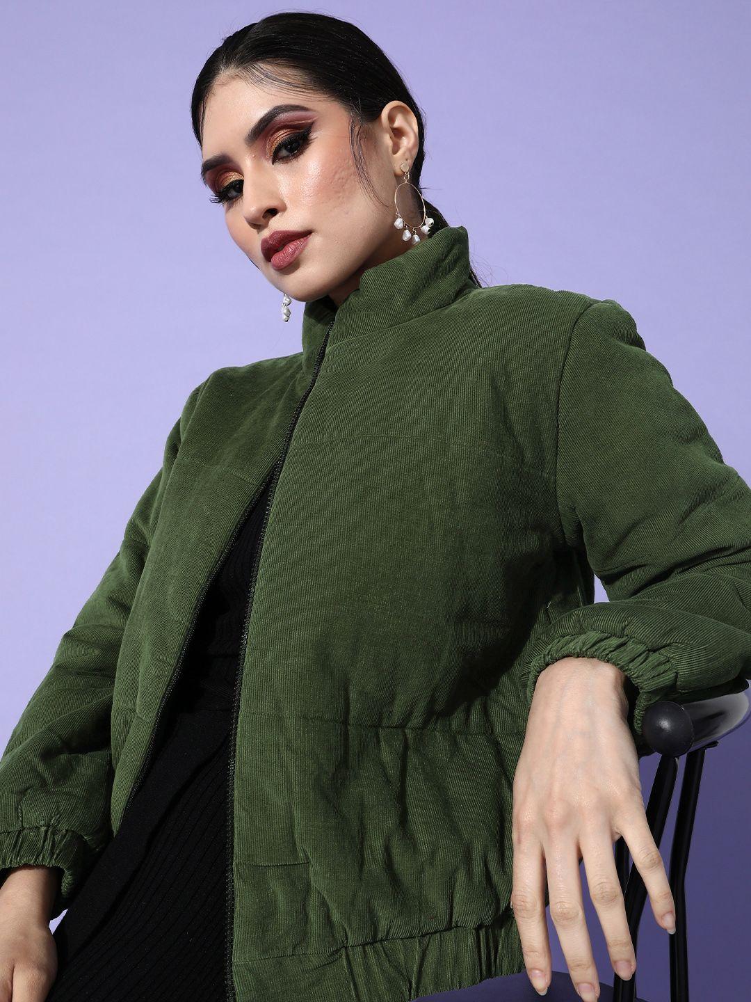 sassafras women olive green corduroy quilted jacket