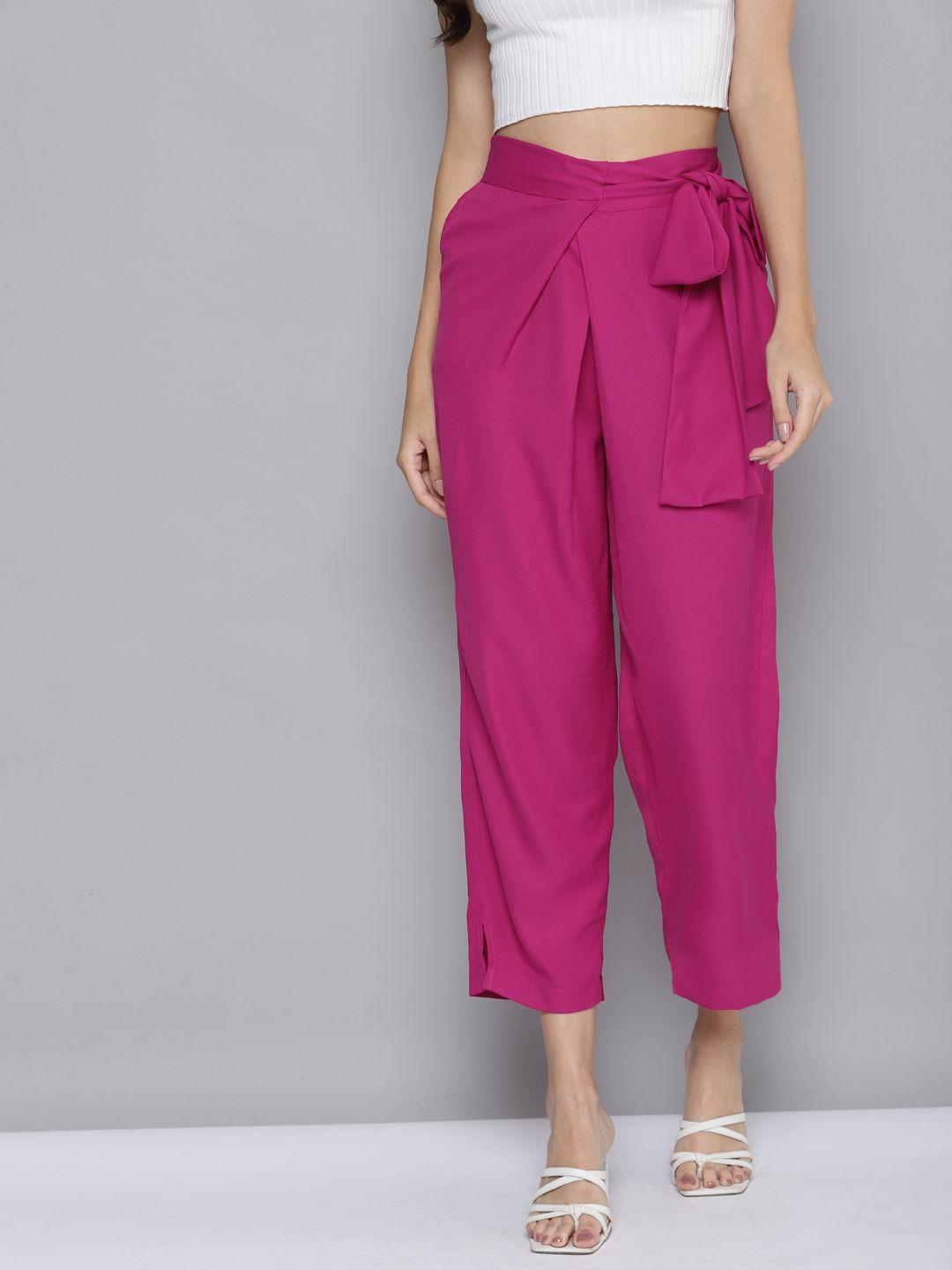 sassafras women pink high-rise cropped trousers