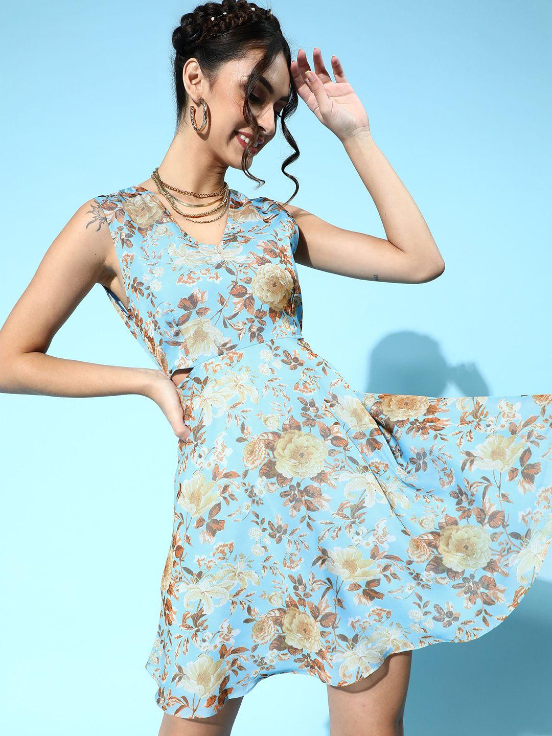 sassafras women stunning blue romantic florals dress
