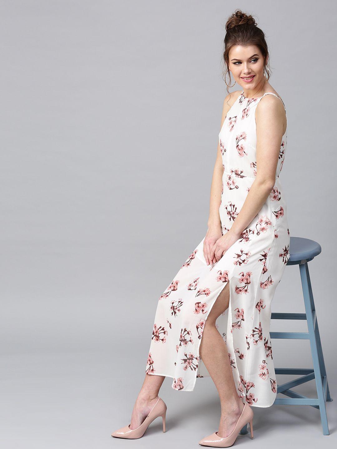 sassafras women white floral print maxi dress