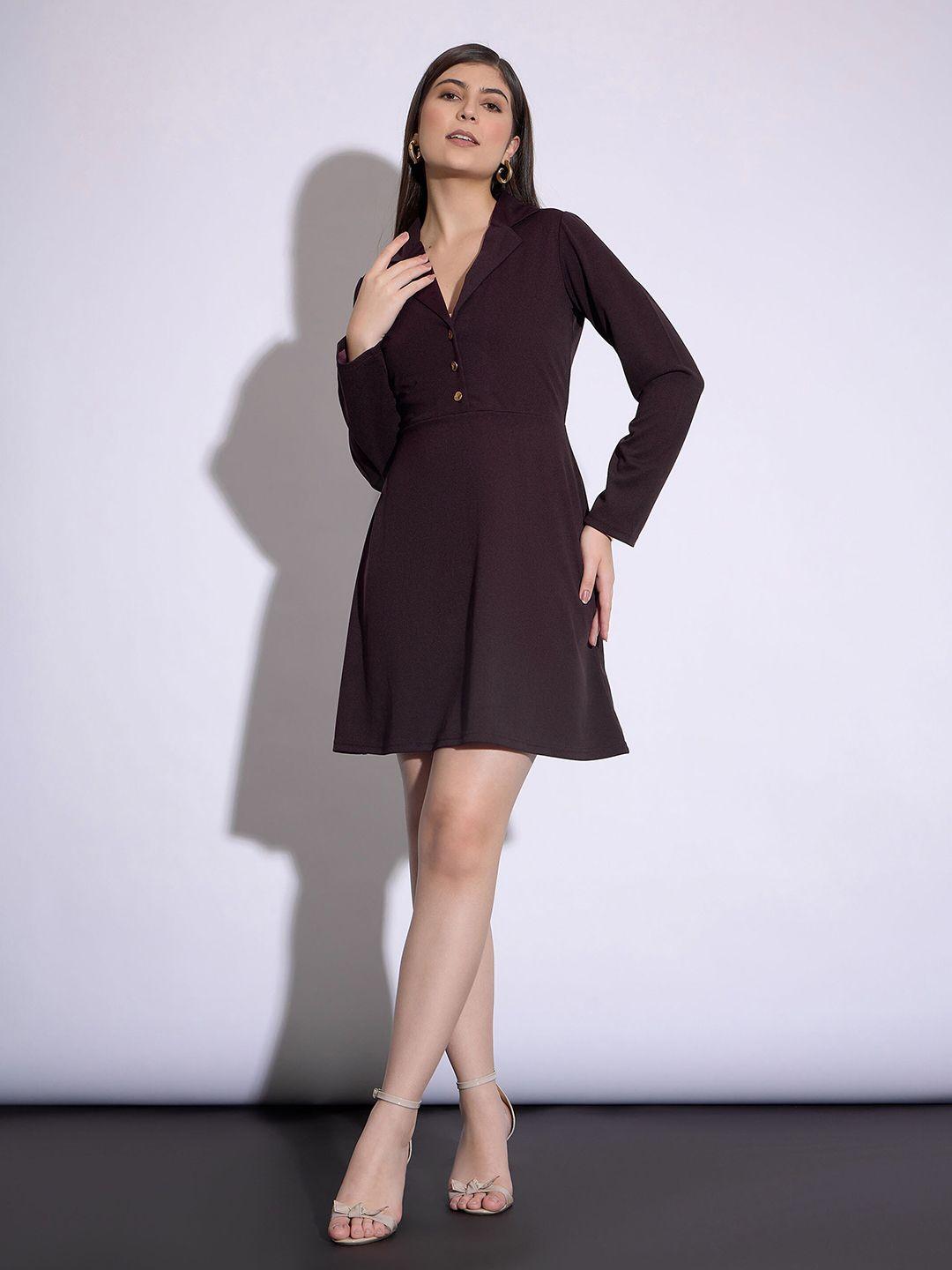 sassafras worklyf lapel collar long sleeves a-line dress