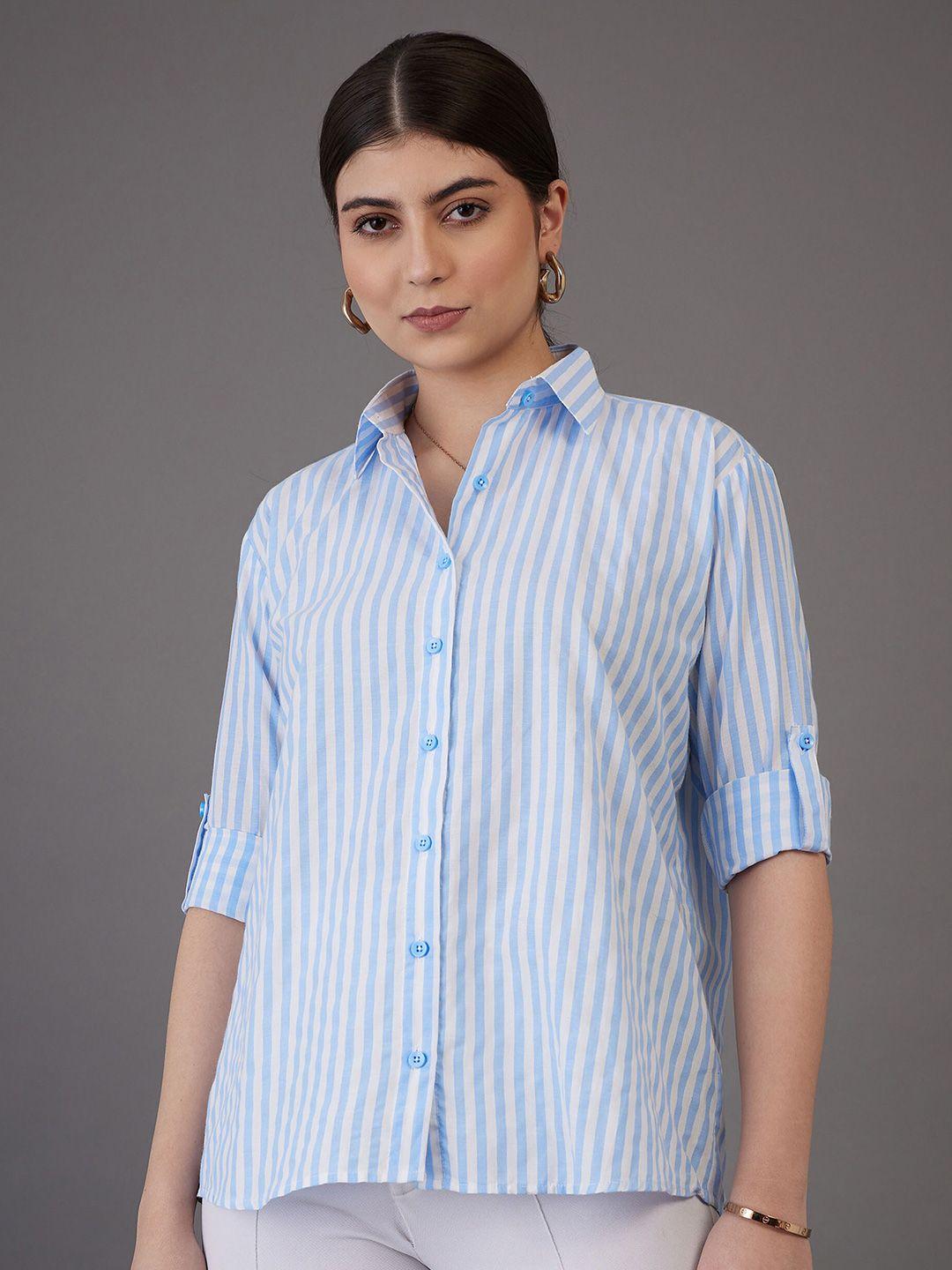 sassafras worklyf vertical striped roll-up sleeves casual shirt