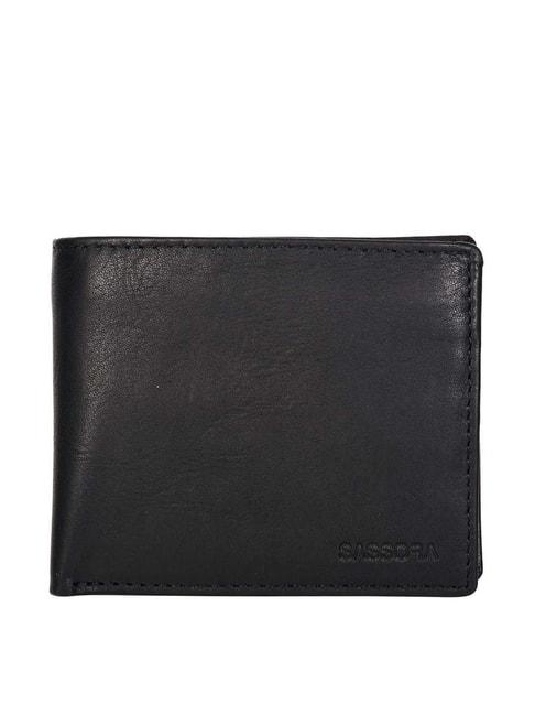 sassora black casual leather rfid bi-fold wallet for men