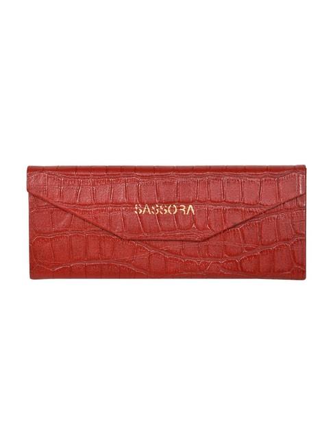 sassora eefa red textured leather small spectacle case