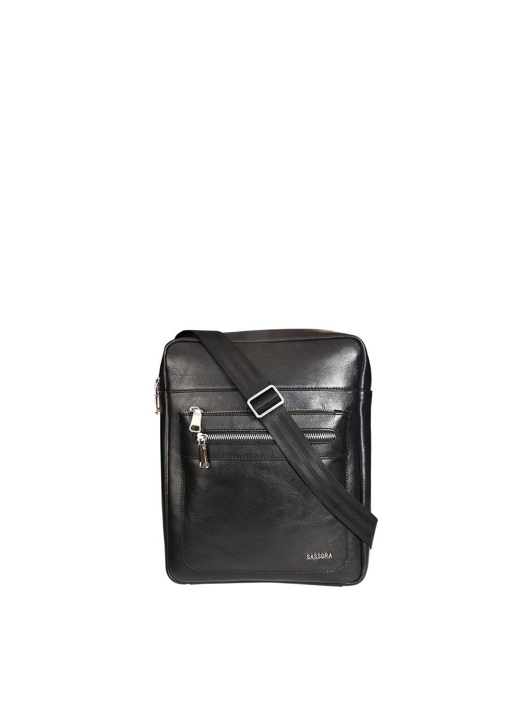 sassora men genuine leather messenger bag