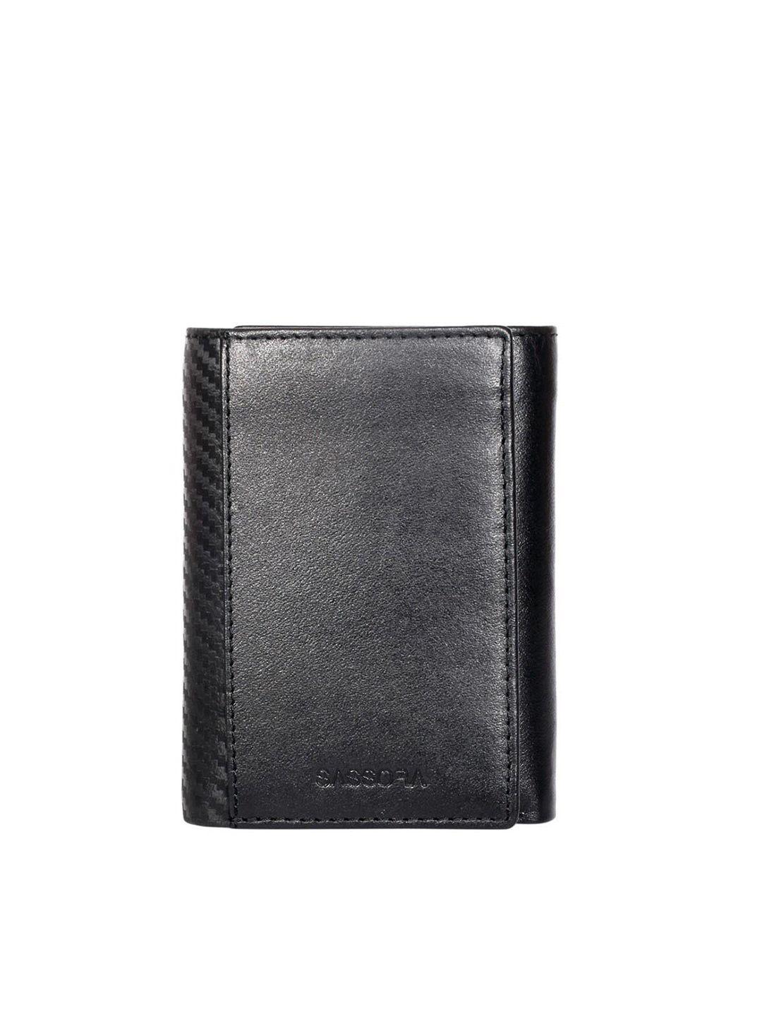 sassora men leather three fold wallet